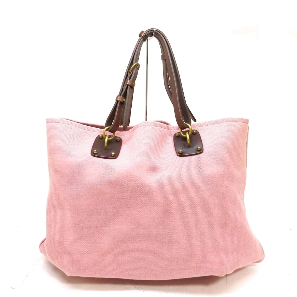 Bottega Veneta Pink Canvas Tote with Dark Brown Leather Handles - Picture 9 of 15